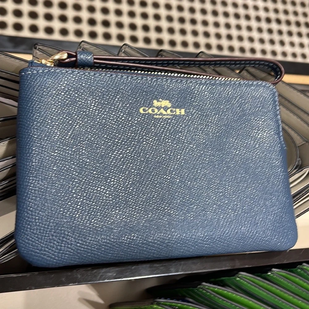 Coach Corner Zip Wristlet IM/Denim - Picture 10 of 16